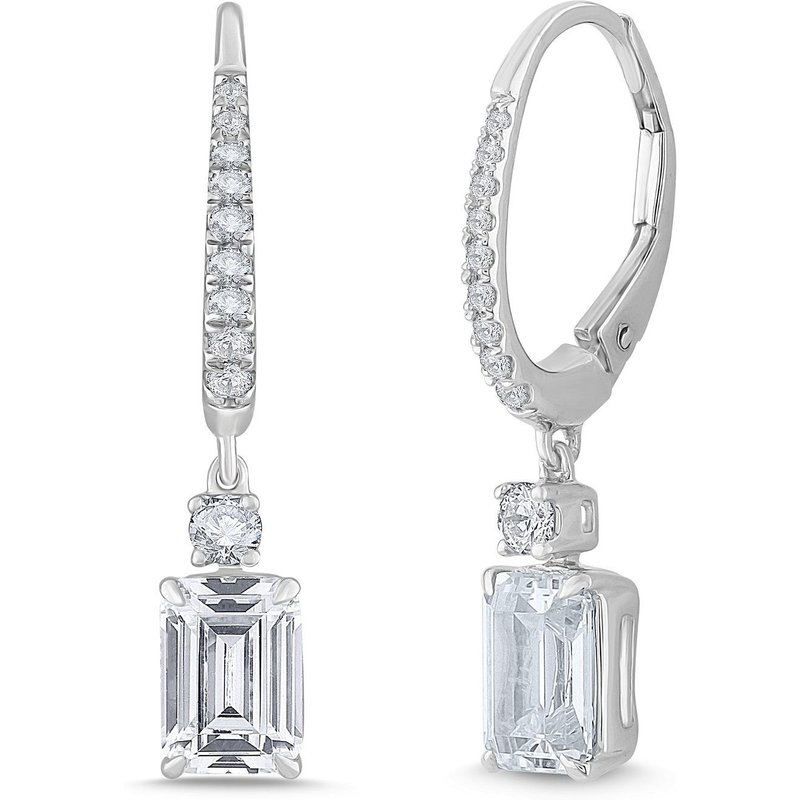 Smaragdové Kolczyki Wiszące 2.25 krt Laboratoryjny Diament 585 Białe Złoto (14K)