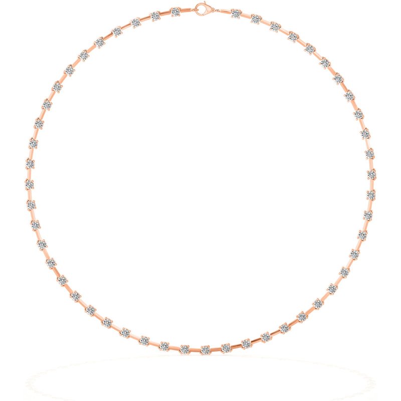Choker z Rozstawionymi Diamentami o Szlifie Okrągłym Diament Laboratoryjny 585 Różowe Złoto (14K)