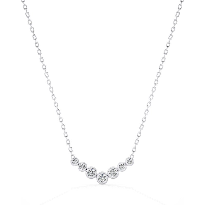 Delikatny Naszyjnik Cascade Bar Diament Laboratoryjny 585 Białe Złoto (14K)