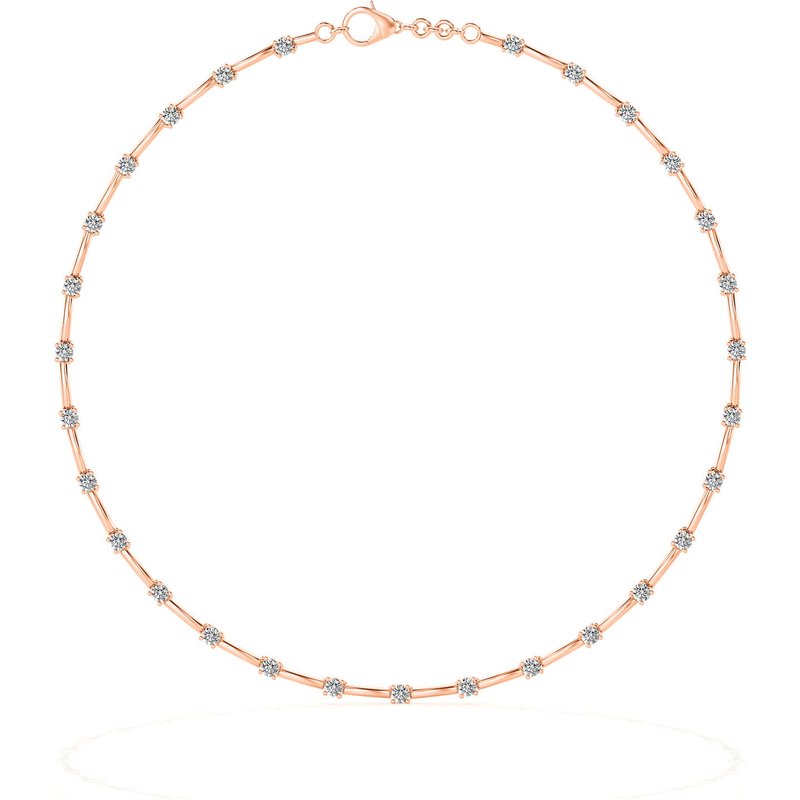Diamentowy Choker z Okrągłymi, Rozstawionymi Kamieniami Diament Laboratoryjny 585 Różowe Złoto (14K)