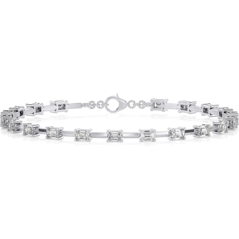 Bransoletka z Diamentami Szlifu Smaragdowego East-West Diament Laboratoryjny 585 Białe Złoto (14K)