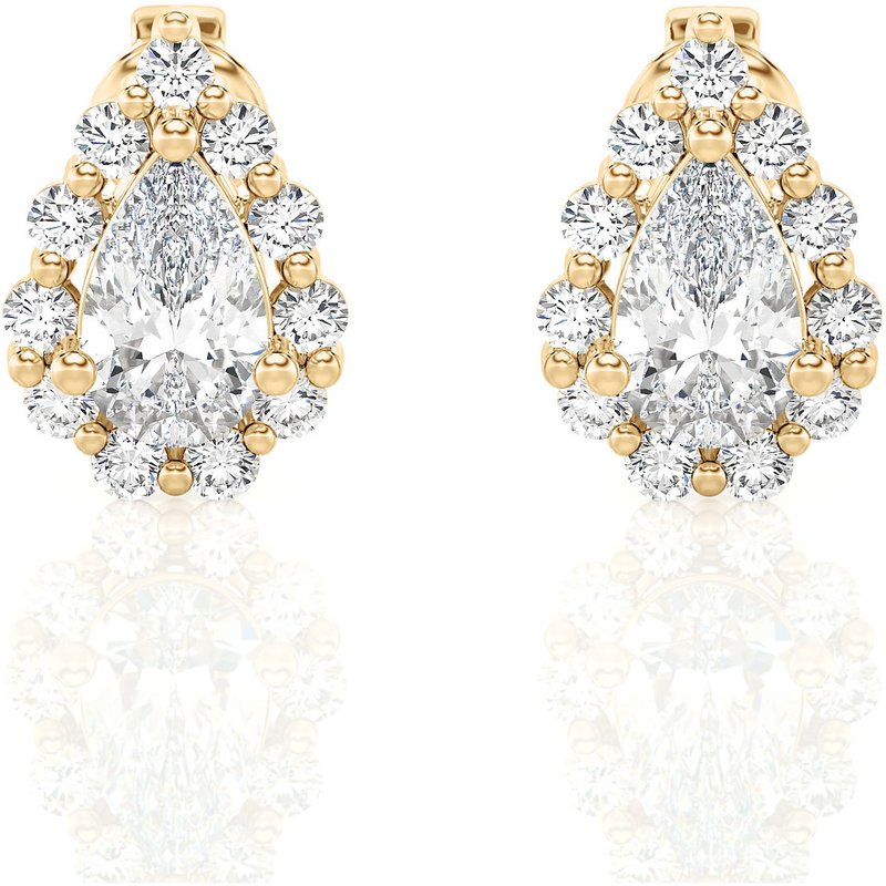 Sztyfty Halo z Diamentem w Szlifie Gruszkowym 1.10 krt Diament Laboratoryjny 585 Żółte Złoto (14K)
