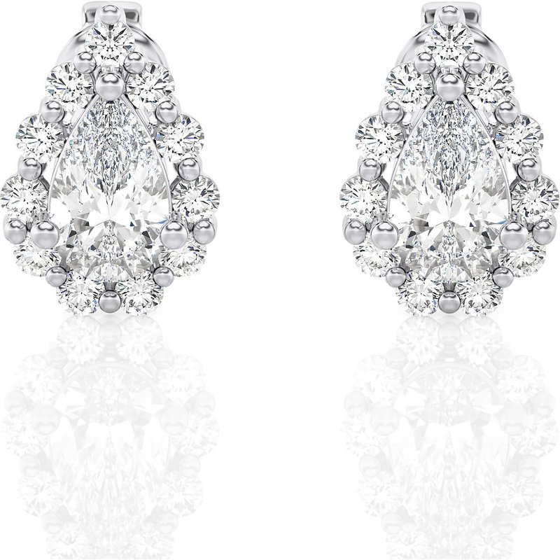 Sztyfty Halo z Diamentem w Szlifie Gruszkowym 1.10 krt Diament Laboratoryjny 585 Białe Złoto (14K)