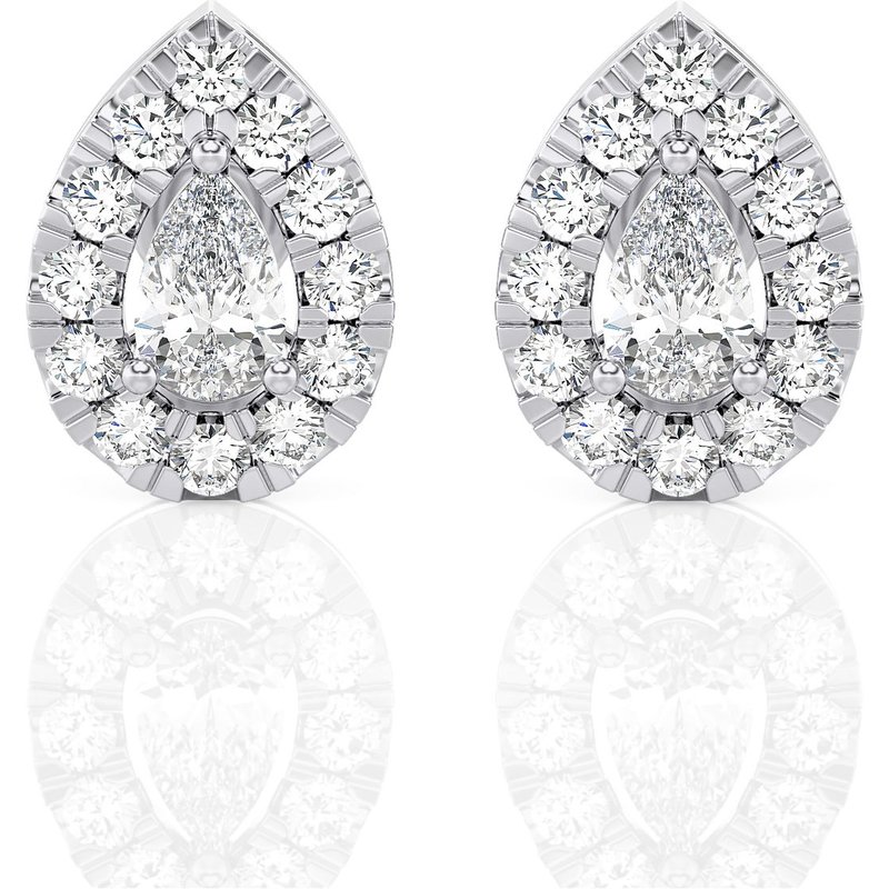 Sztyfty Halo z Diamentem w Szlifie Gruszkowym 1.00 krt Diament Laboratoryjny 585 Białe Złoto (14K)