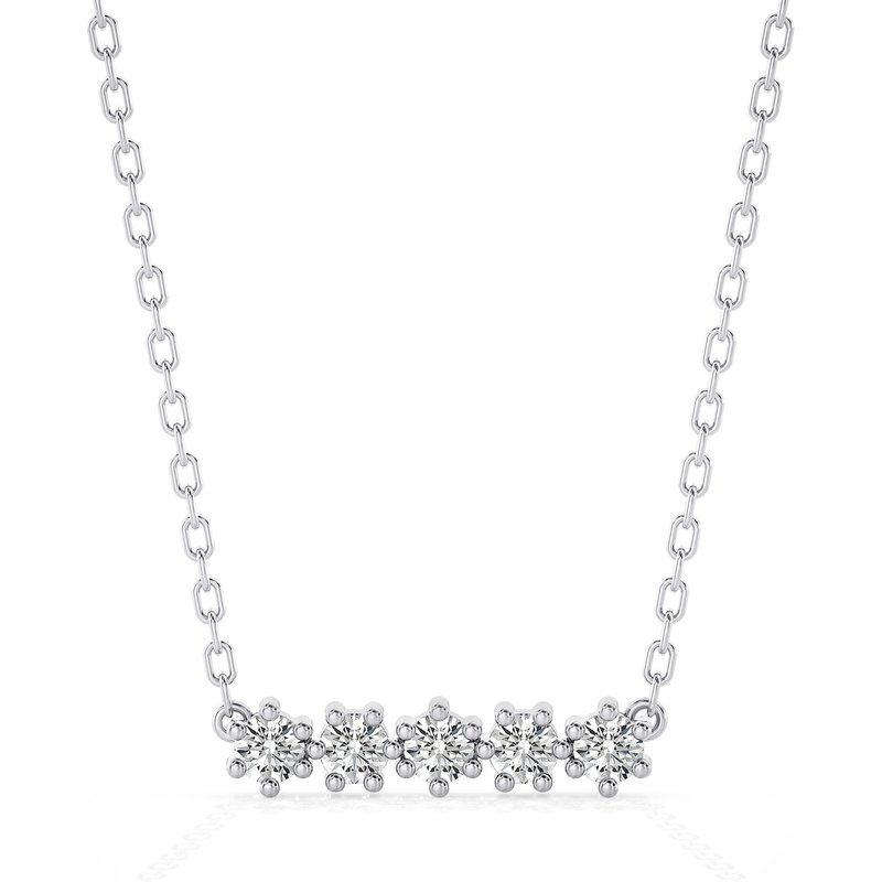 Naszyjnik Diamond Bar z 5 Kamieniami Diament Laboratoryjny 585 Złoto Białe (14K)