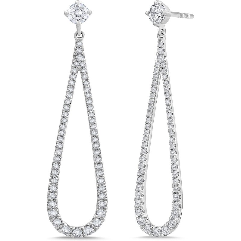 Teardrop Otwierane Owalne Kolczyki Wiszące 1.00 krt Laboratoryjny Diament 585 Białe Złoto (14K)