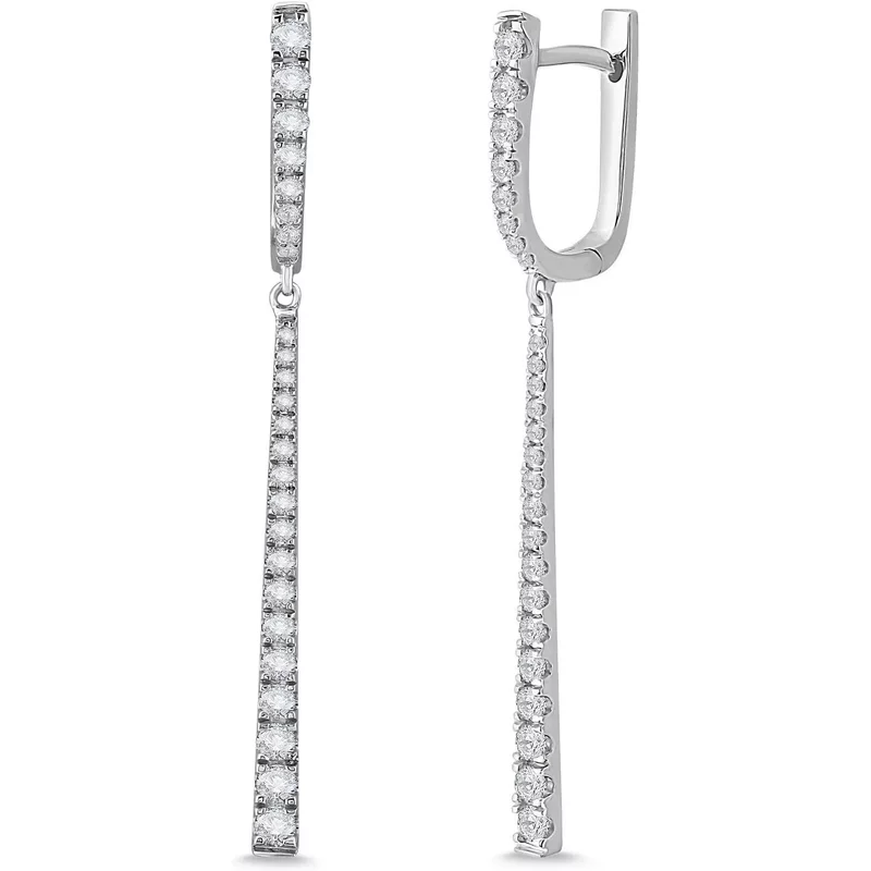 Kolczyki Liniowe Wiszące 0.75 krt Laboratoryjny Diament 585 Białe Złoto (14K)