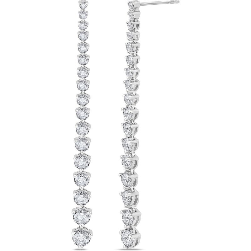 Kolczyki Tenisowe z Graduowanymi Pasemkami 58 mm 3.00 krt Laboratoryjny Diament 585 Białe Złoto (14K)
