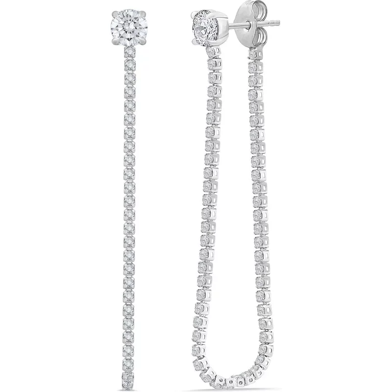 Tenisové Kolczyki Sztyfty Wiszące Front To Back 2.00 krt Laboratoryjny Diament 585 Białe Złoto (14K)