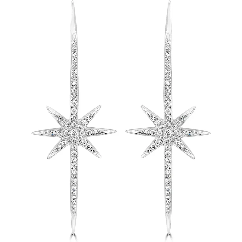 Kolczyki Starburst z Naturalnym Diamentem 0.43 krt 585 Białe Złoto (14K)