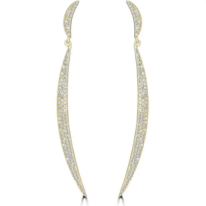 Kolczyki Wiszące Pave z Naturalnym Diamentem 0.70 krt 585 Żółte Złoto (14K)