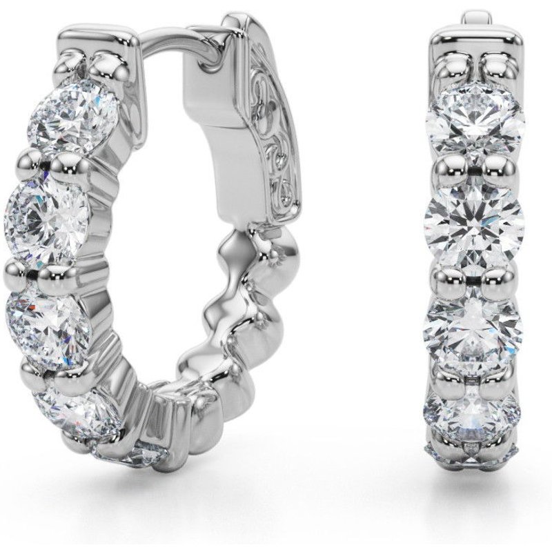 Kolczyki Koła Diamentowe Single Row 1.60 ct. tw. Diament Laboratoryjny 585 Białe Złoto (14K)