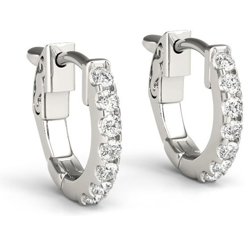 Pave Náušnice Huggie 0.28 krt Diament Laboratoryjny 750 Białe Złoto (18K)
