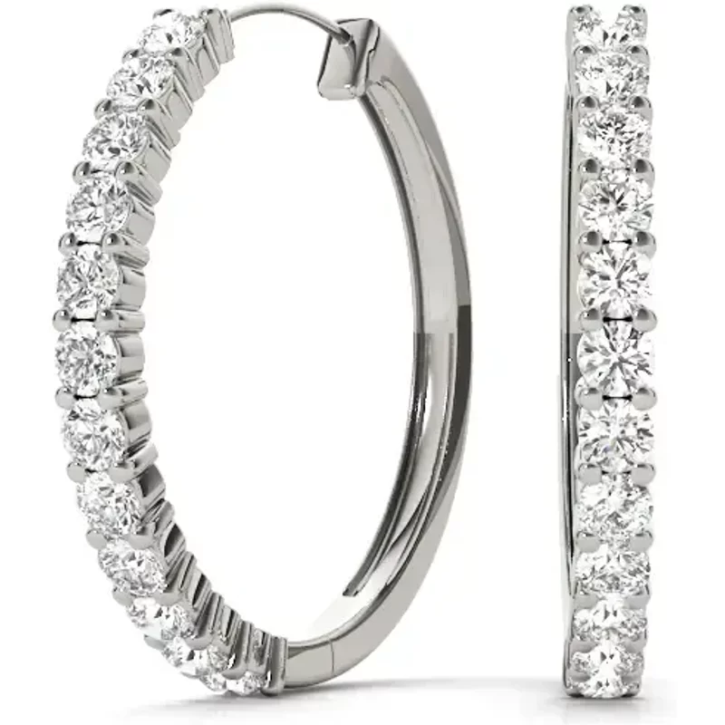 Kolczyki Koła Diamentowe 1.10 krt Diament Laboratoryjny 585 Białe Złoto (14K)