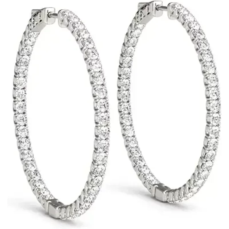 Inside Out 20 mm Kolczyki Koła Diamentowe 0.70 krt Diament Laboratoryjny 585 Białe Złoto (14K)