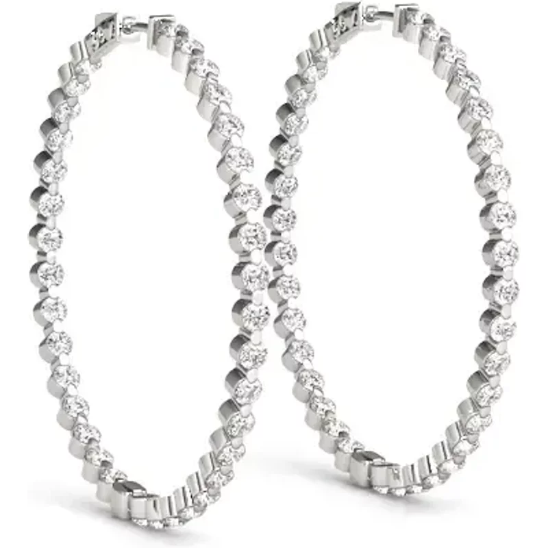 Inside Out 37 mm Kolczyki Koła Diamentowe 5.40 krt Diament Laboratoryjny 585 Białe Złoto (14K)