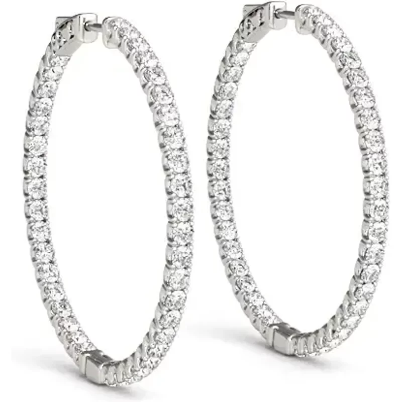 Inside Out 40 mm Kolczyki Koła Diamentowe 4.20 krt Diament Laboratoryjny 585 Białe Złoto (14K)