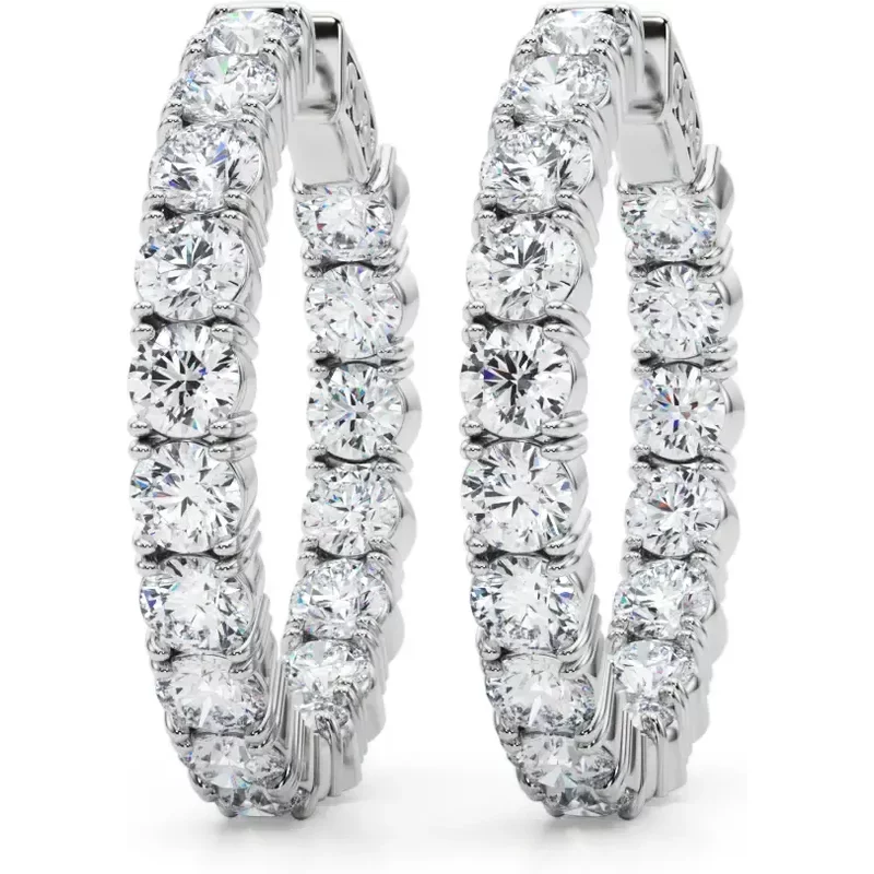 Kolczyki Koła Diamentowe 30 mm 6.88 krt Diament Laboratoryjny 585 Białe Złoto (14K)