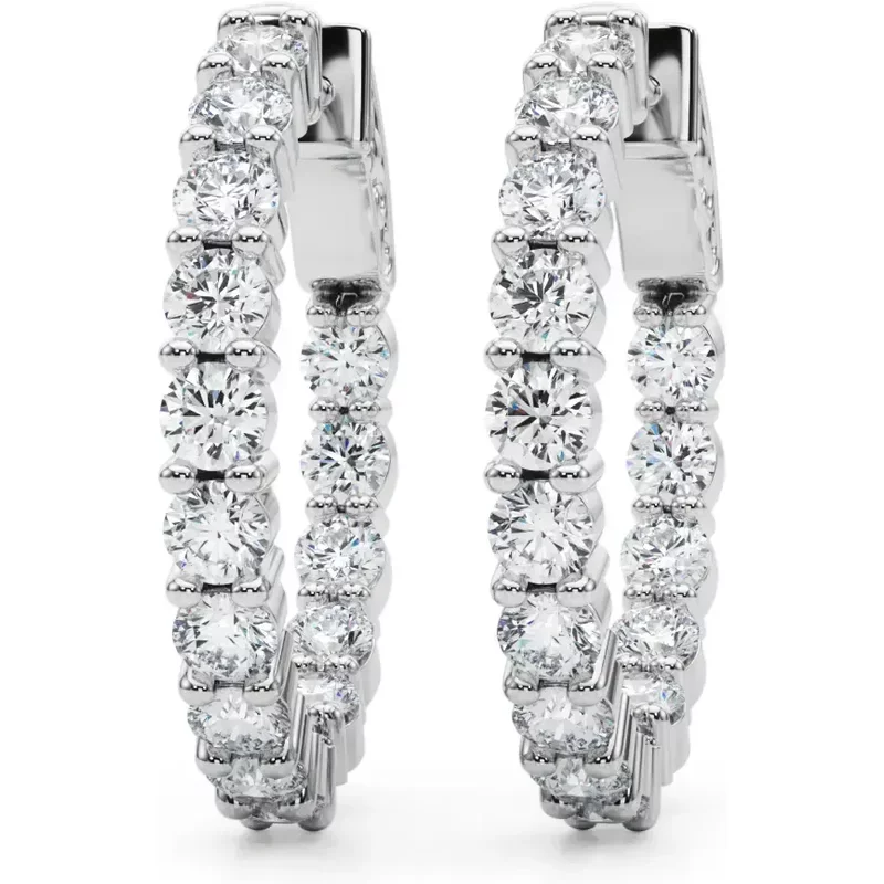 Kolczyki Koła Diamentowe 25 mm 2.75 krt Diament Laboratoryjny 585 Białe Złoto (14K)