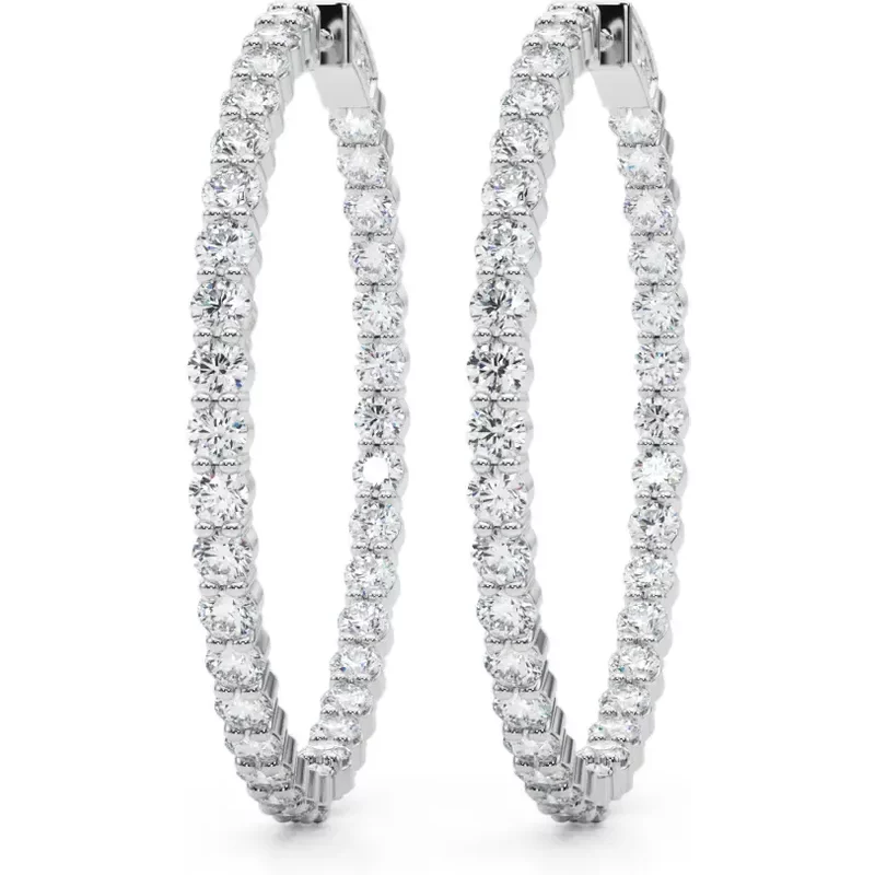 Kolczyki Koła Diamentowe 44 mm 6.33 krt Diament Laboratoryjny 585 Białe Złoto (14K)