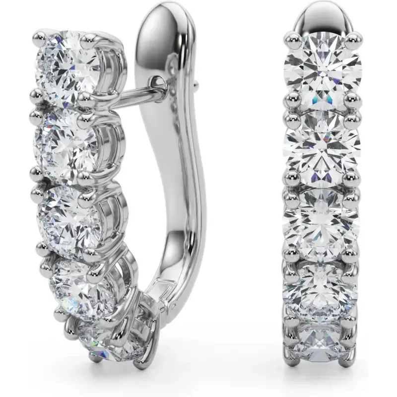 Diamantové Náušnice z Zapięciem Omega 2.00 krt Diament Laboratoryjny 585 Białe Złoto (14K)