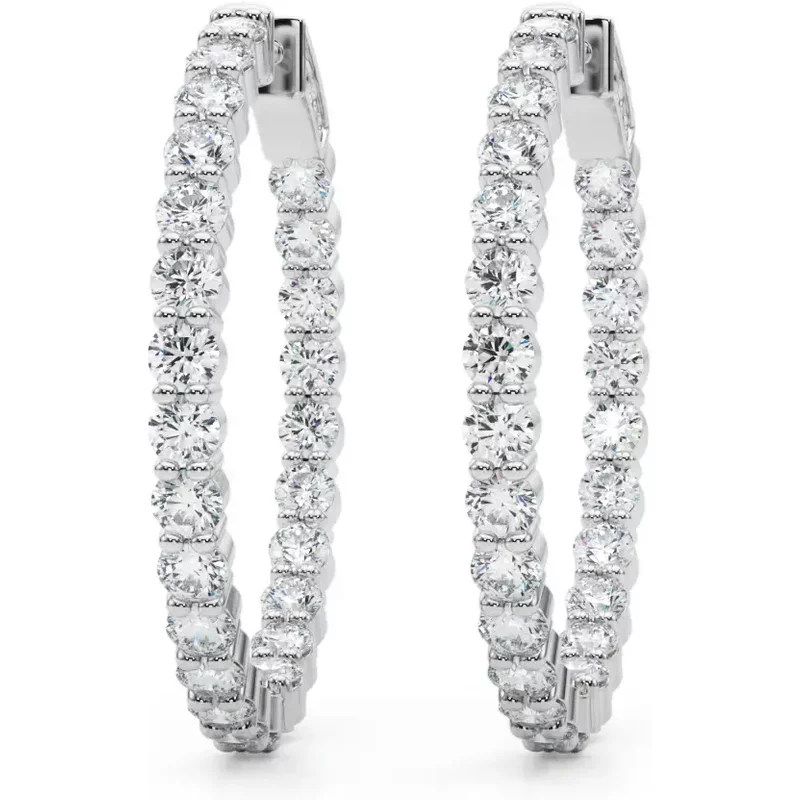 Kolczyki Koła Diamentowe 34 mm 4.50 krt Diament Laboratoryjny 585 Białe Złoto (14K)