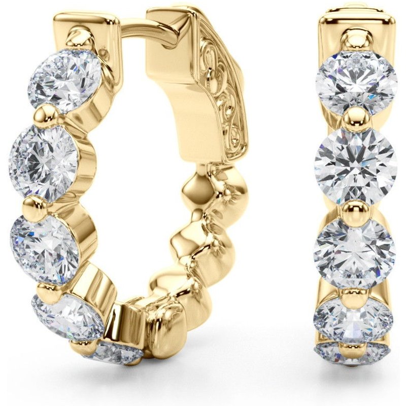 Kolczyki Koła Diamentowe Single Row 1.00 krt Diament Laboratoryjny 585 Żółte Złoto (14K)