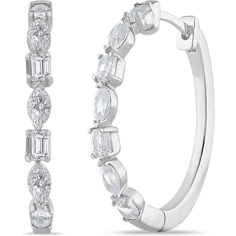 Kolczyki Koła Medley 25 mm 1.50 krt Diament Laboratoryjny 585 Białe Złoto (14K)