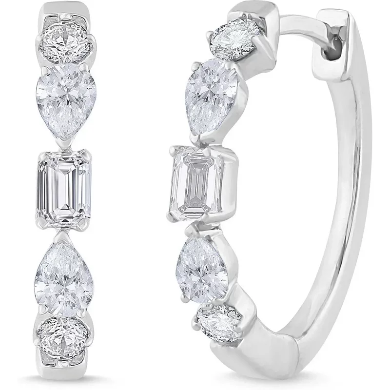 Kolczyki Koła Medley 18 mm 1.00 krt Diament Laboratoryjny. 585 Białe Złoto (14K)
