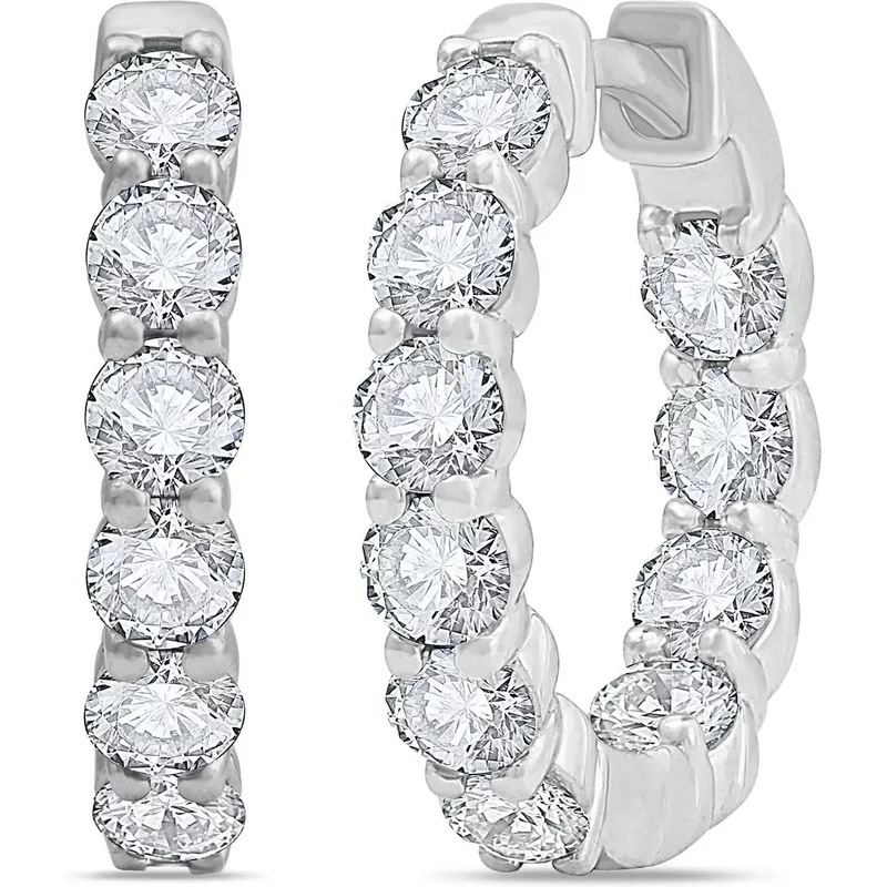 Inside Out Kolczyki Koła Huggie 2.00 krt Diament Laboratoryjny 585 Białe Złoto (14K)