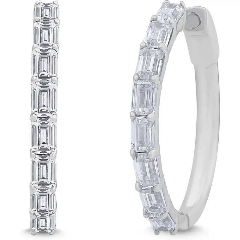 Szmaragdowe Kolczyki Koła 23 mm z Zapięciem Szarnir 2.00 krt Diament Laboratoryjny 585 Białe Złoto (14K)