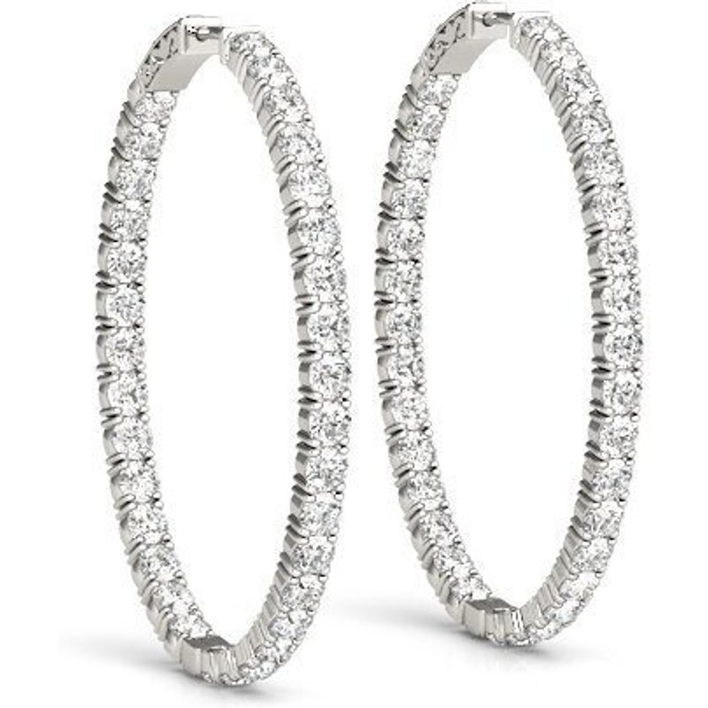Inside-Out 30 mm Kolczyki Koła w Okrągłym Kształcie 5.40 krt Diament Laboratoryjny 585 Białe Złoto (14K)