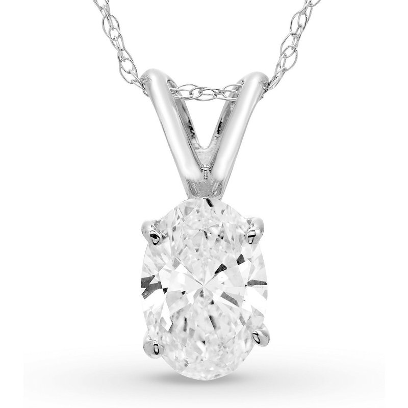 Wisiorek Solitaire Owalny 0.75 krt Diament Laboratoryjny 585 Białe Złoto (14K)