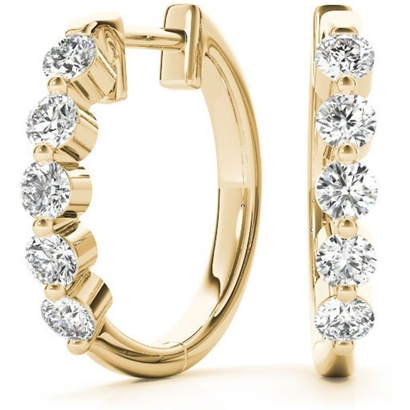 Náušnice Huggie Shared-Prong 0.50 krt Diament Laboratoryjny 585 Żółte Złoto (14K)