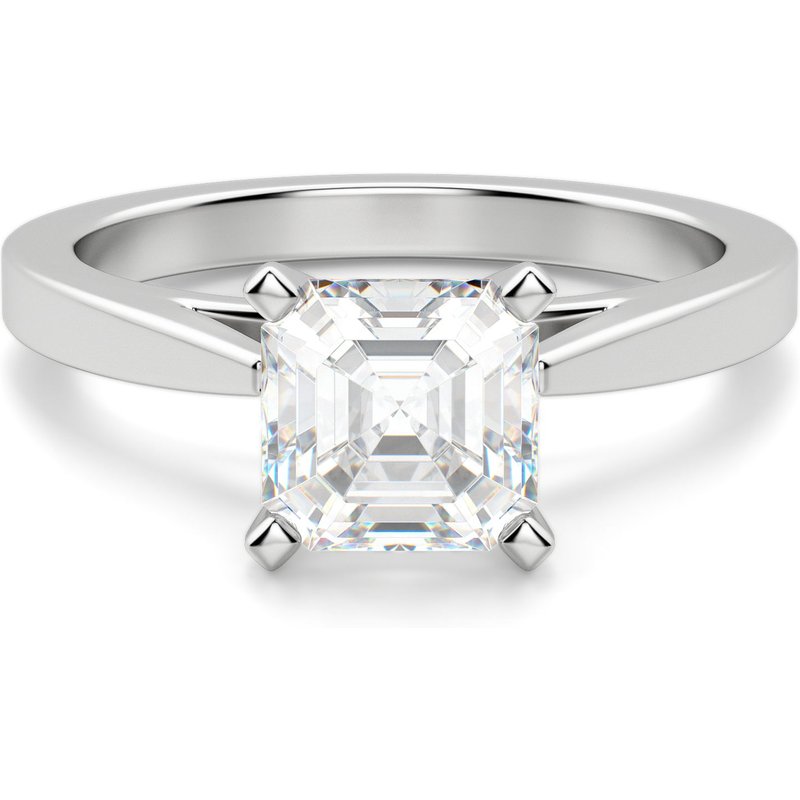 Cathedral Asscher 2.50 ct Pierścionek Zaręczynowy Diament Laboratoryjny 585 Białe Złoto