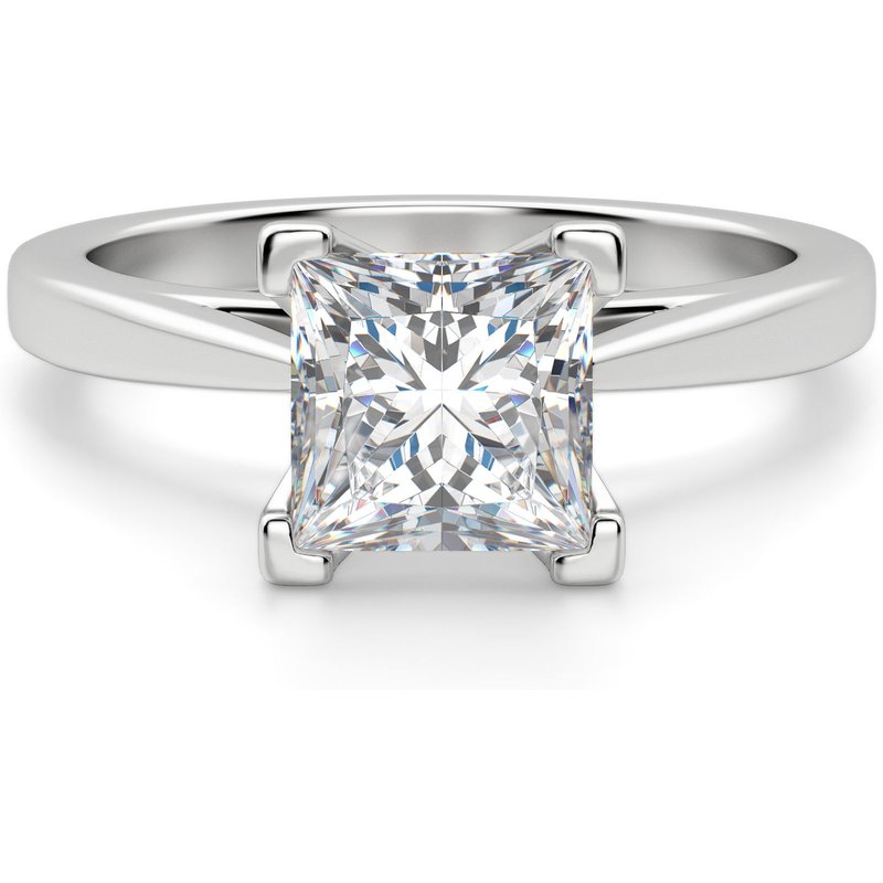 Cathedral Księżniczka 0.75 ct Pierścionek Zaręczynowy Diament Laboratoryjny 585 Białe Złoto