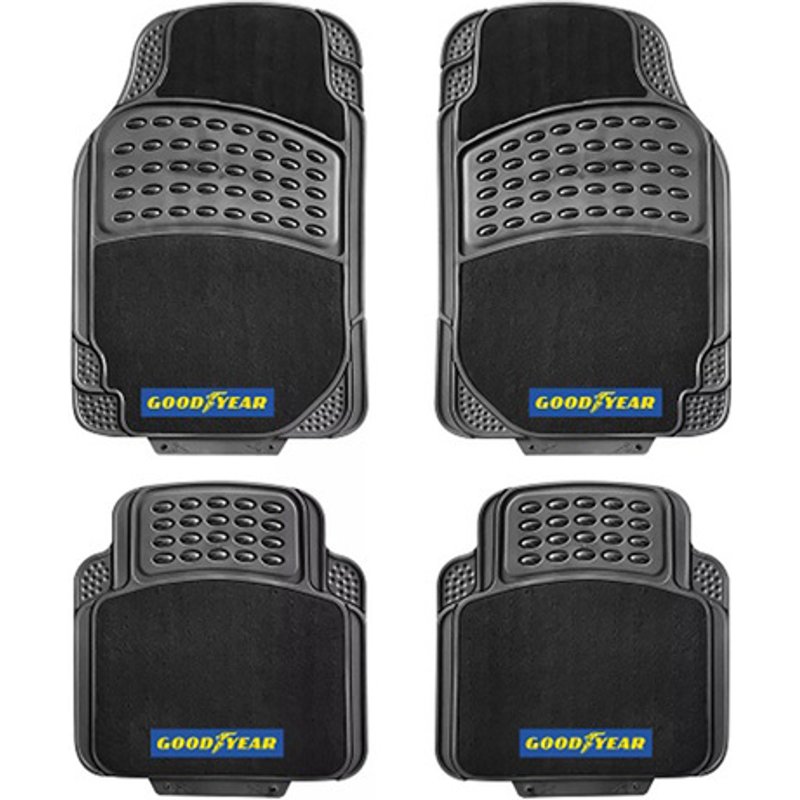 4-Piece Premium Non-Slip Rubber Car Floor Mats - Universal Fit, Heavy-Duty, Easy Clean | Wowcher
