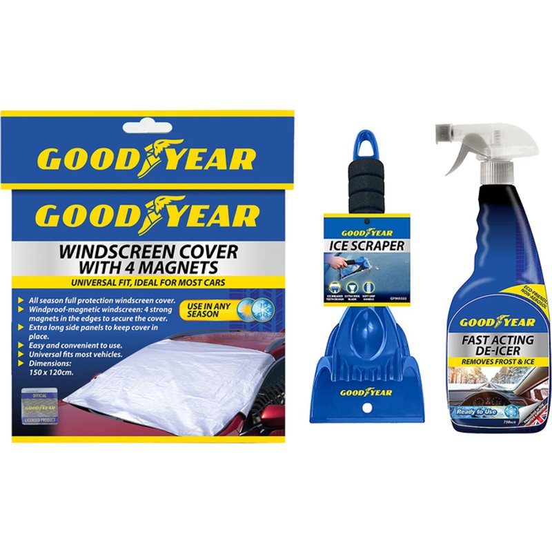 Goodyear Winter Car Care Bundle: De-Icer, Scraper & Magnetic Cover | Wowcher