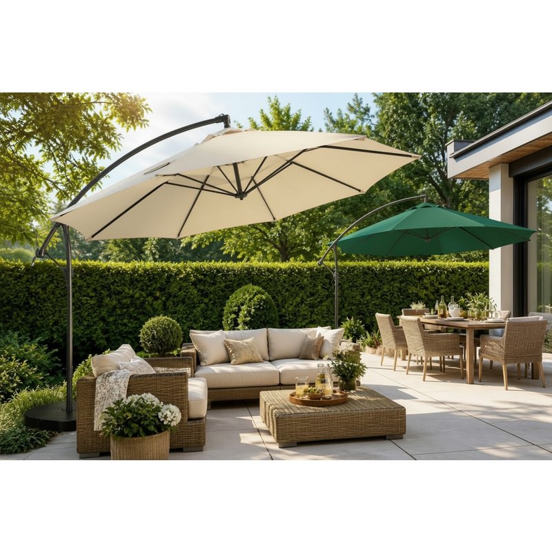 Aluminium Cantilever Garden Parasol with Cover - 4 Colour Options, Weather-Resistant, Modern Style | Wowcher