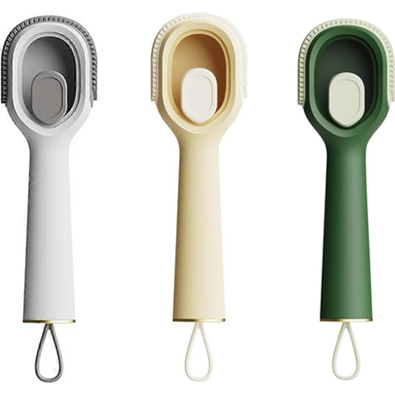 Pack of 3 Multifunctional Soft Cleaning Brushes with Liquid-Fill Handles - White, Green & Yellow | Wowcher