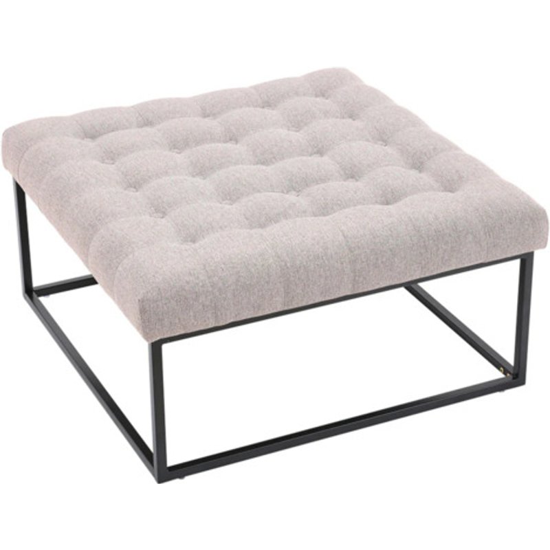 Elegant Square Linen Footstool with Contemporary Metal Frame Design | Wowcher