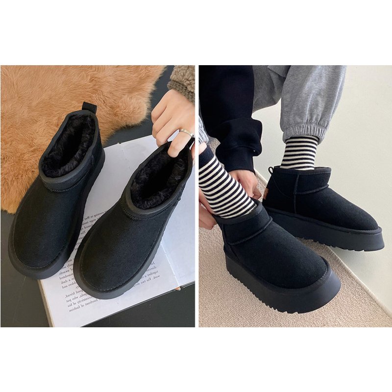 Unisex UK 4 / CHESTNUT: A pair of mini fleece lined ankle boots | Wowcher