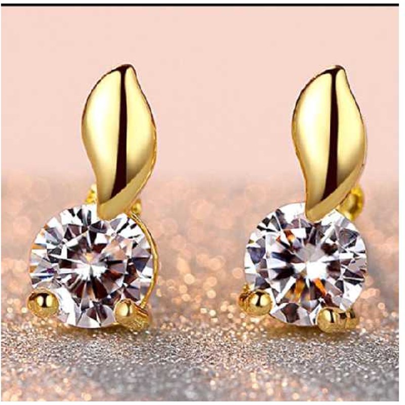 Gold-Plated Crystal Leaf Stud Earrings - Lightweight, Secure, Everyday Sparkle | Wowcher