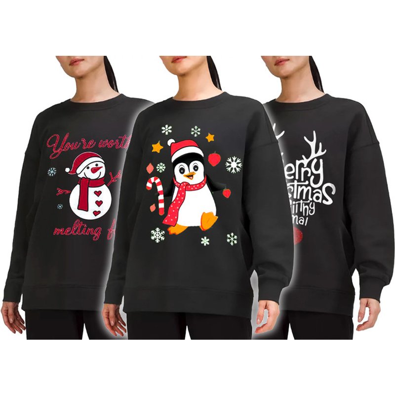Women's Christmas Crew Neck Sweater - 5 Designs | Wowcher