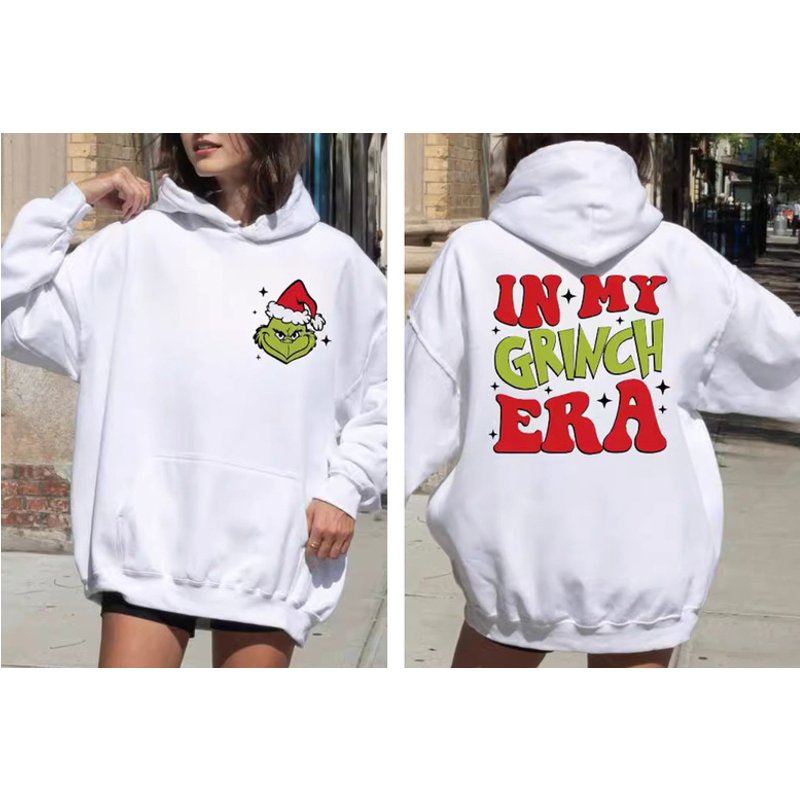 Unisex Black Fun Cartoon Christmas Hoodie - Cotton Blend, Oversized Fit, Festive Slogan Sweatshirt | Wowcher
