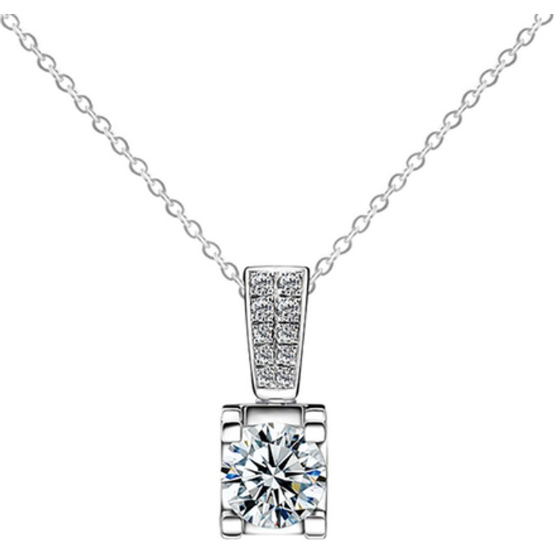 Women's Four Claw Moissanite Pendant Necklace - Adjustable, Hypoallergenic, Timeless Gift | Wowcher