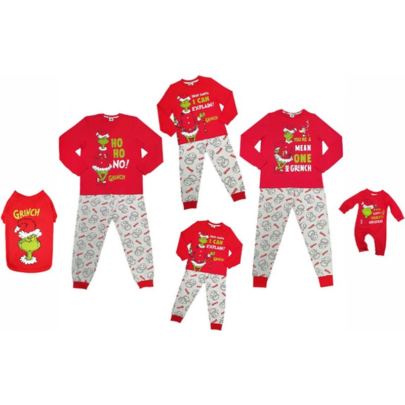 Festive Christmas Grinch Printed Matching Family Pyjamas Bundle - All Sizes | Wowcher