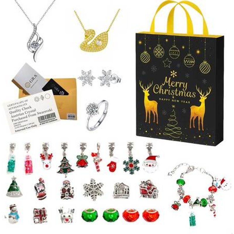 Luxury Jewellery Advent Calendar with Moissanite & Swarovski Set | Wowcher