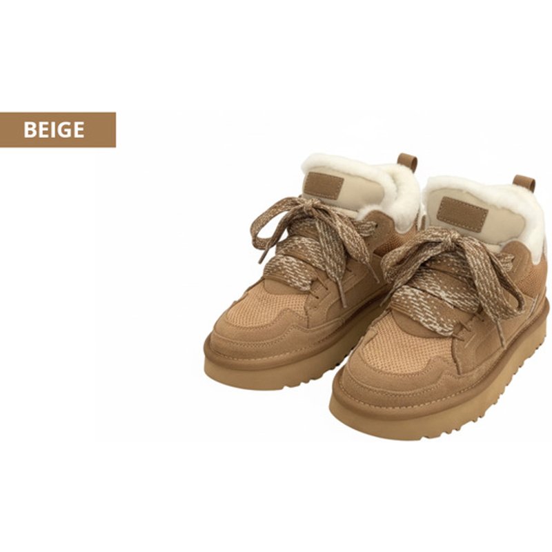 Beige/UK3.5: Women's Platform Boots with Luxurious Fur & Wool Blend Versatile & Cozy | Wowcher