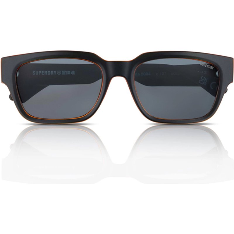 Superdry SDS-5004 Men's Square Sunglasses - UV400 Protection, Matte Black & Orange Frame | Wowcher